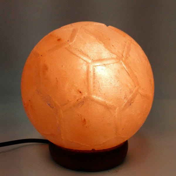 Orku 12V 12W Soccer Himalayan Pink Salt Lamp Carved Ball Rock Crystal Light Bulb On/Off Lamps