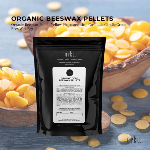 Orku 1Kg Organic Beeswax Pellets Yellow Pharmaceutical Cosmetic Candle Wax Candle & Soap Making Kits
