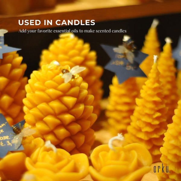 Orku 500G Tub Organic Beeswax Pellets Pharmaceutical Cosmetic Candle Yellow Wax Candle & Soap Making Kits