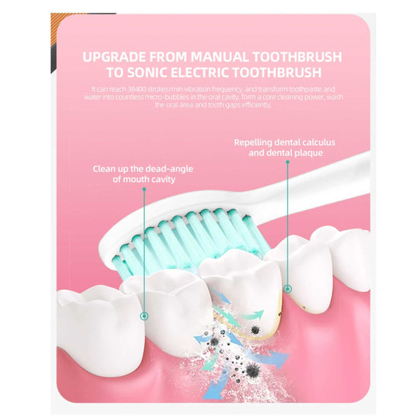 Electric Toothbrushes Orku Sonic Electric Toothbrush White Usb Wireless Charging Smart 5 Modes 2 Heads Case