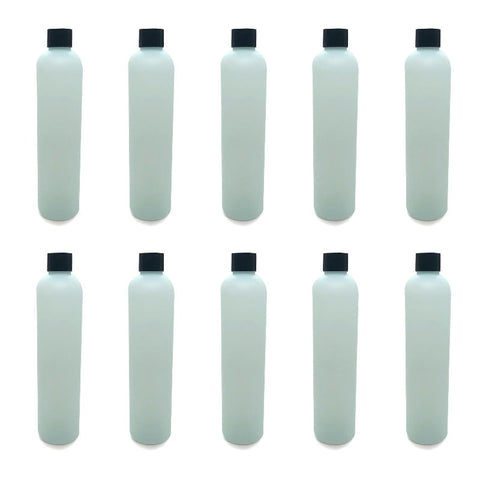 10X 325Ml Hdpe Bottles + 24/410 Neck Caps - Plastic Empty Translucent Green