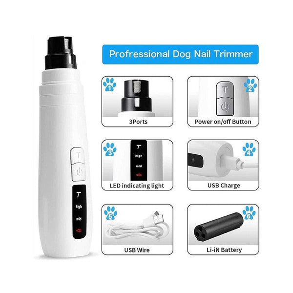 Pet Nail Grinder Dog Cat Electric Trimmer Turbo Usb Rechargeable Claw Filer N9 Dog Grooming