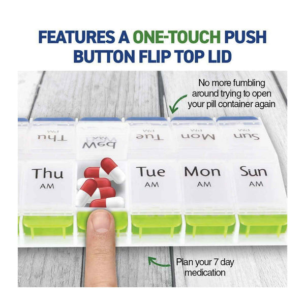 1St Care Am/Pm Weekly Pill Box 7 Day Tablet Medicine Organiser Holder Case 14 Compartment Pill Boxes