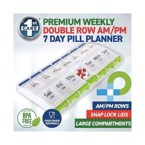 1St Care Am/Pm Weekly Pill Box 7 Day Tablet Medicine Organiser Holder Case 14 Compartment Pill Boxes