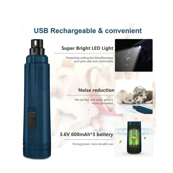 Dog Grooming Rooster Farms Led Light Pet Nail Grinder Dog Cat Electric Trimmer 2 Speed Rechargeable Filer