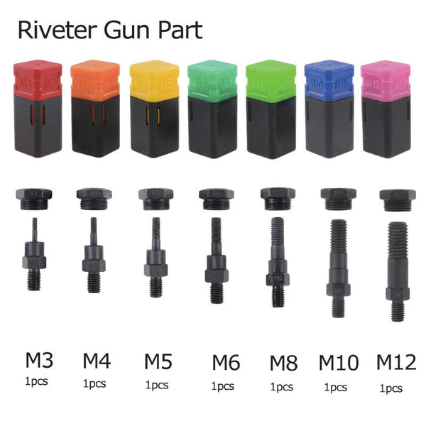 1460 Pcs Riverter Nutsert Tool Set 13" Hand Gun Rivet Rivnut M3-M12 Mandrel