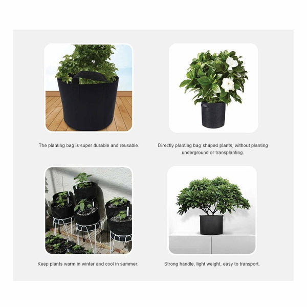 Baskets Pots Window Boxes Rooster Farms 6 Pck 10 Gallon Fabric Flower Pots 38L Garden Planter Bags Black Felt Root Pouch