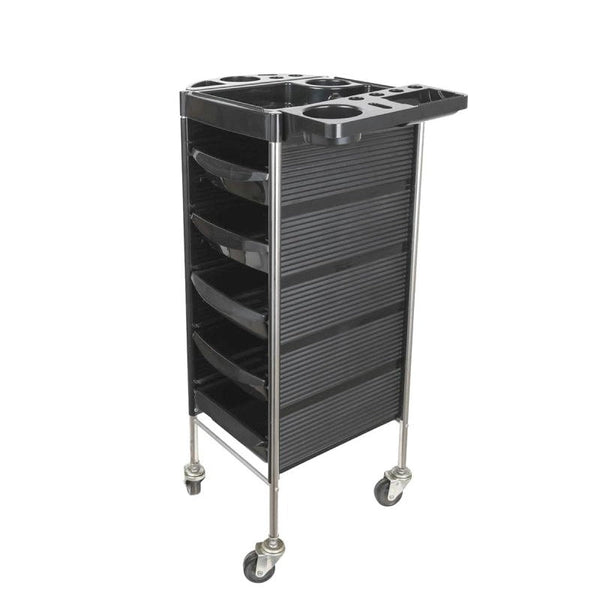 Ellie & Ruby 5 Drawer Hairdressing Trolley Black 90X30x36cm Salon Beauty Rolling Cart Stylist Stations & Furniture