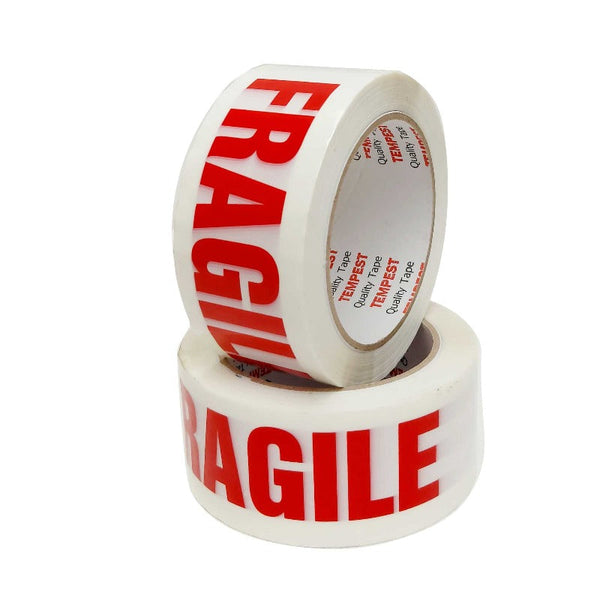1X Fragile Packing Tape 48Mmx75m Long Rolls Red White Packaging Adhesive Label Packing Tape Dispensers