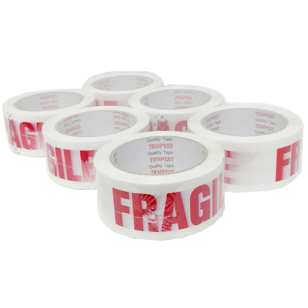 1X Fragile Packing Tape 48Mmx75m Long Rolls Red White Packaging Adhesive Label Packing Tape Dispensers