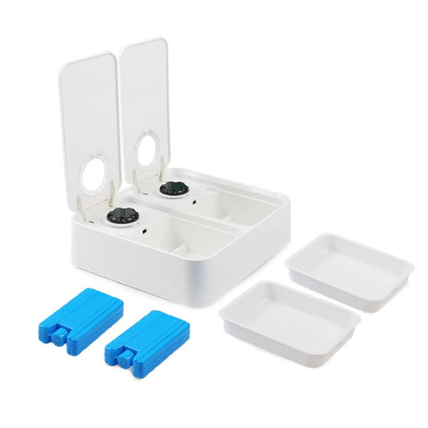 All For Paws 2X300ml Pet Double Timed Feeder Dog Cat Puppy Kitten Mealtime Food Station Dishes Feeders & Fountains