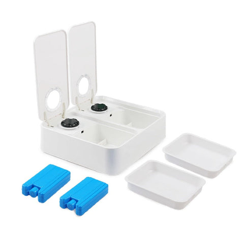 All For Paws 2X300ml Pet Double Timed Feeder Dog Cat Puppy Kitten Mealtime Food Station Dishes Feeders & Fountains