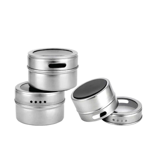 Kitchee 150G Magnetic Spice Jar Stainless Steel Tins Herb Seasoning Storage Container Spice Jars & Racks