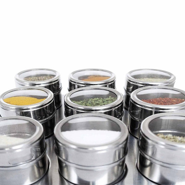 Kitchee 150G Magnetic Spice Jar Stainless Steel Tins Herb Seasoning Storage Container Spice Jars & Racks