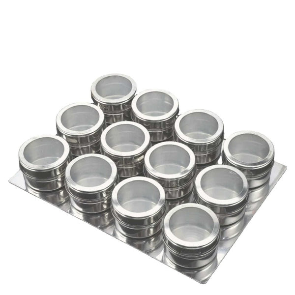 Kitchee 12 Magnetic Spice Jar Tins And Steel Plate 150G Seasoning Storage Containers Spice Jars & Racks