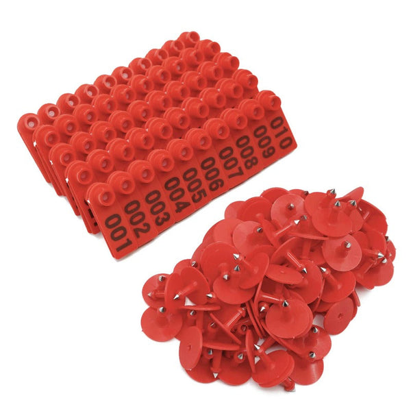 1 100 Cattle Number Ear Tag 5X2cm Set Mini Red Cow Sheep Pig Livestock Label Livestock Ear Tags