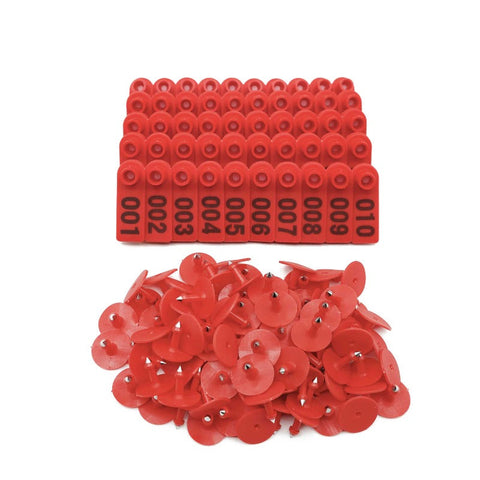 1 100 Cattle Number Ear Tag 5X2cm Set Mini Red Cow Sheep Pig Livestock Label Livestock Ear Tags