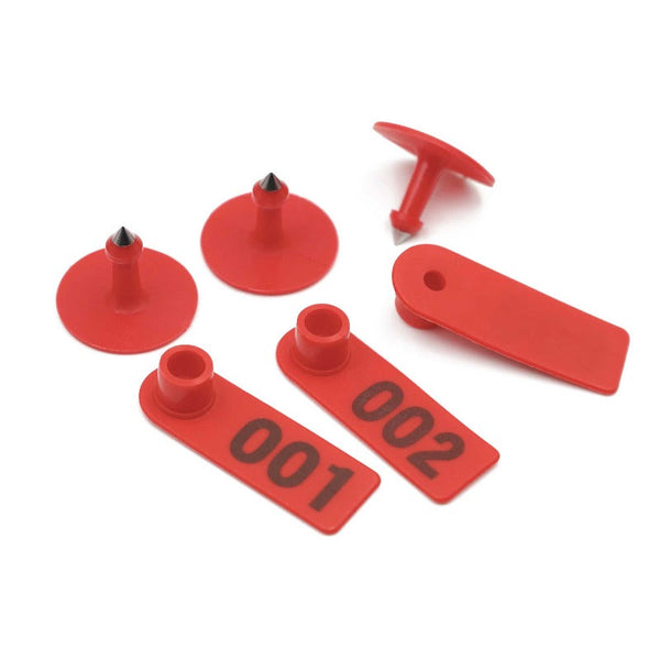 1 100 Cattle Number Ear Tag 5X2cm Set Mini Red Cow Sheep Pig Livestock Label Livestock Ear Tags