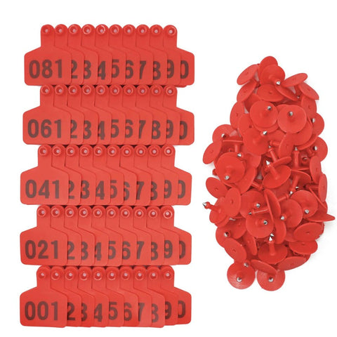 1 100 Cattle Number Ear Tag 6X7cm Set Medium Red Sheep Livestock Label Livestock Ear Tags