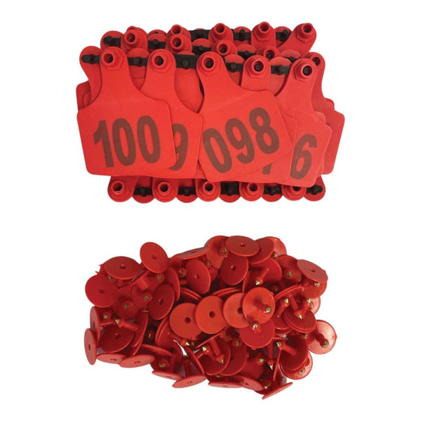1 100 Cattle Number Ear Tags 7.5X10cm Set Xl Red Cow Sheep Livestock Labels Livestock Ear Tags