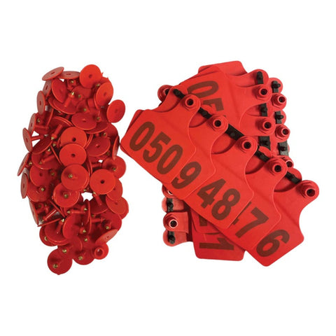 1 100 Cattle Number Ear Tags 7.5X10cm Set Xl Red Cow Sheep Livestock Labels Livestock Ear Tags