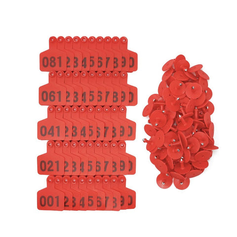 1 100 Cattle Number Ear Tags 5X4cm Set Small Red Pig Goat Livestock Label Livestock Ear Tags