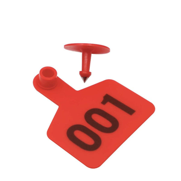 1 100 Cattle Number Ear Tags 5X4cm Set Small Red Pig Goat Livestock Label Livestock Ear Tags