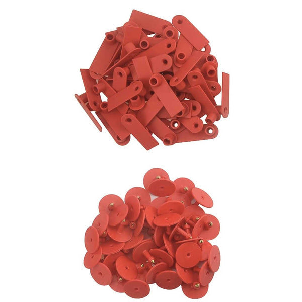 100X Cattle Ear Tags Set 5X2cm Mini Red Blank Cow Pig Sheep Livestock Label Livestock Ear Tags