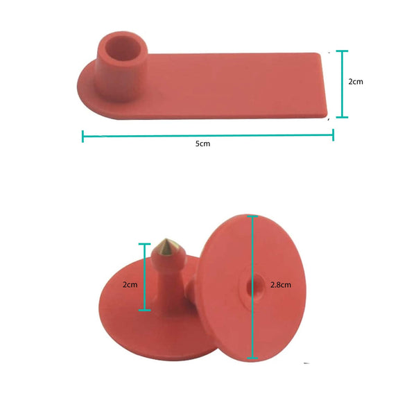 100X Cattle Ear Tags Set 5X2cm Mini Red Blank Cow Pig Sheep Livestock Label Livestock Ear Tags