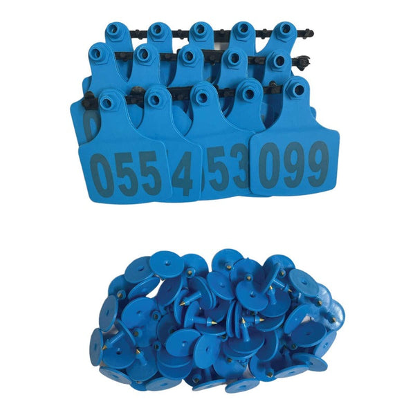 1 100 Cattle Number Ear Tags 7.5X10cm Set Xl Blue Cow Sheep Livestock Labels Livestock Ear Tags