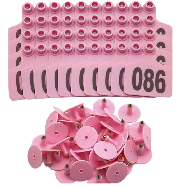 1 100 Cattle Number Ear Tags 5X4cm Set Small Pink Pig Goat Livestock Label Livestock Ear Tags