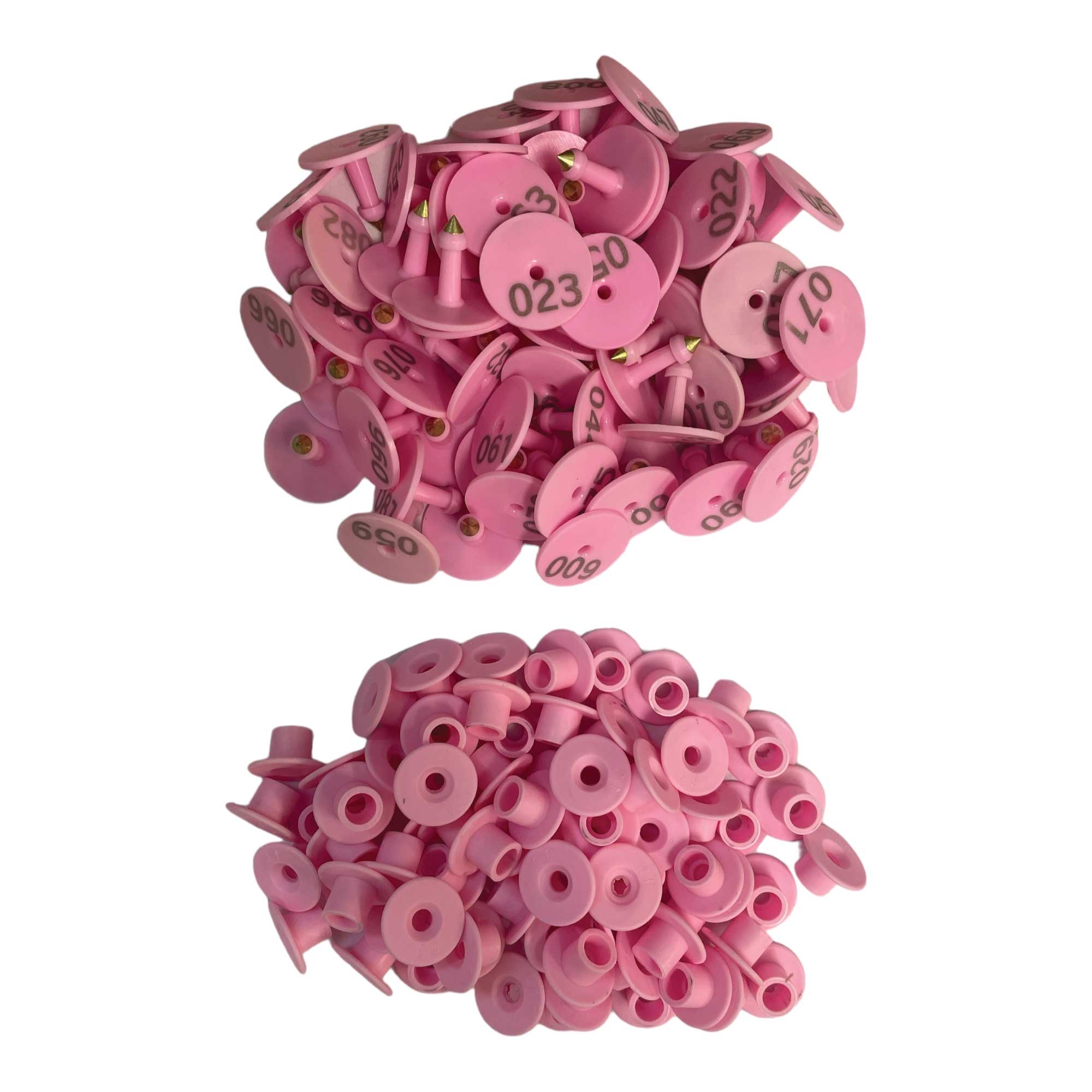 1 100 Cattle Number Ear Tag Set Round Pink Pig Sheep Goat Livestock Label Livestock Ear Tags