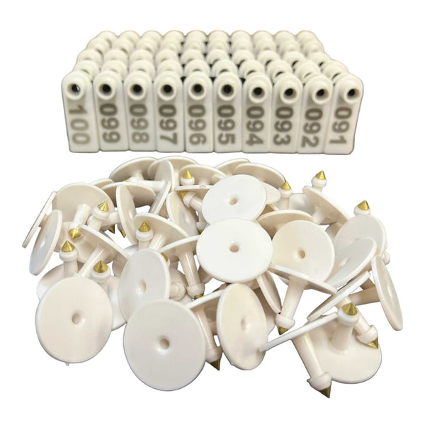 1 100 Cattle Number Ear Tag 5X2cm Set Mini White Cow Sheep Pig Livestock Label Livestock Ear Tags
