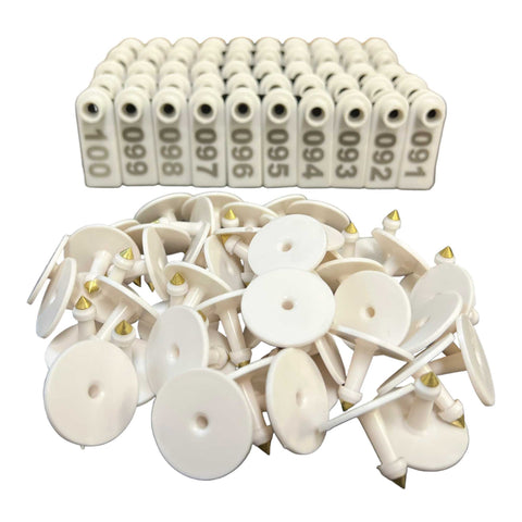 1 100 Cattle Number Ear Tag 5X2cm Set Mini White Cow Sheep Pig Livestock Label Livestock Ear Tags
