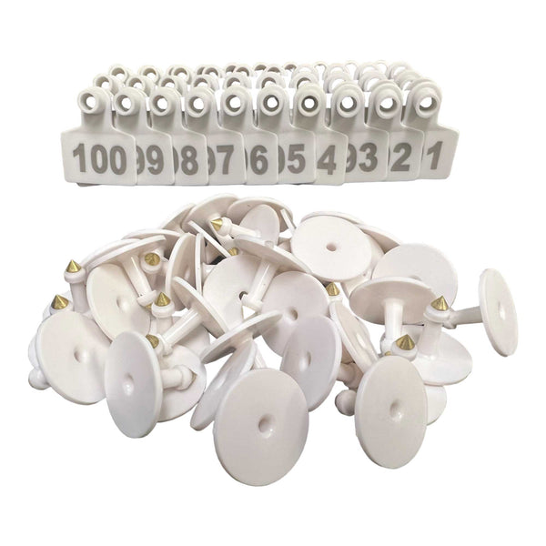 1 100 Cattle Number Ear Tags 5X4cm Set Small White Pig Goat Livestock Label Livestock Ear Tags
