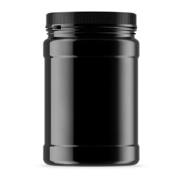 10X 2.5L Wide Mouth Plastic Jars And Lids Black - Empty Protein Powder Tubs