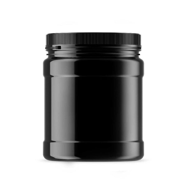 10X 1.5L Wide Mouth Plastic Jars And Lids Black - Empty Protein Powder Tubs
