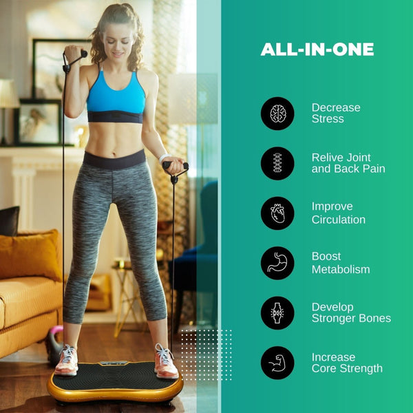 Eilison Gold Vibration Machine Platform Exercise Vibrating Plate Whole Body Workout Vibration Machines
