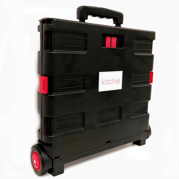 Kitchee Foldable Shopping Cart Portable Collapsible Wheeled Folding Trolley Crate Shopping Trolleys Baskets