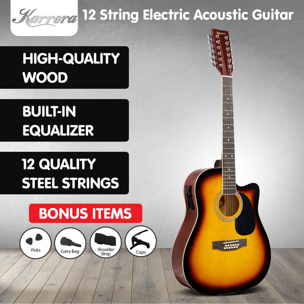 Karrera Acoustic Guitar 12-String With Eq Sunburst