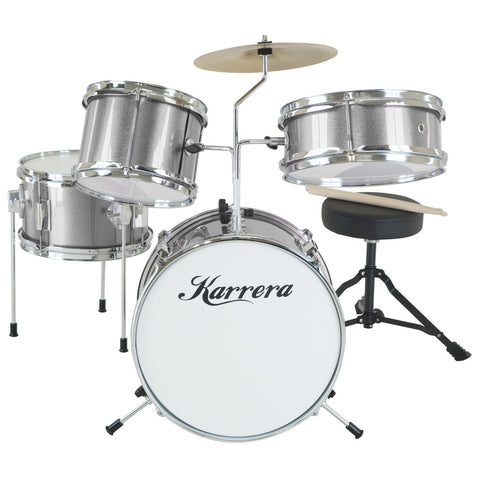Karrera Childrens 4Pc Drum Kit - Silver