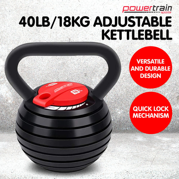 Powertrain Adjustable Kettle Bell Weights Dumbbell 18Kg