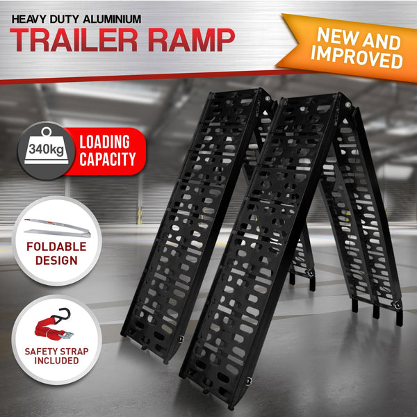 Rigg 2X Aluminium Atv Loading Ramp Foldable Black Motorbike Ramps