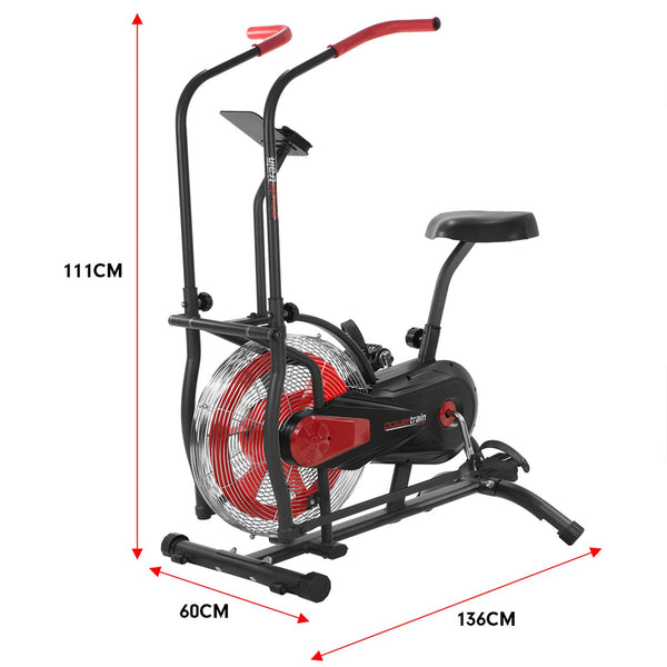 Powertrain Air Resistance Fan Exercise Bike For Cardio Red Exercise Bikes
