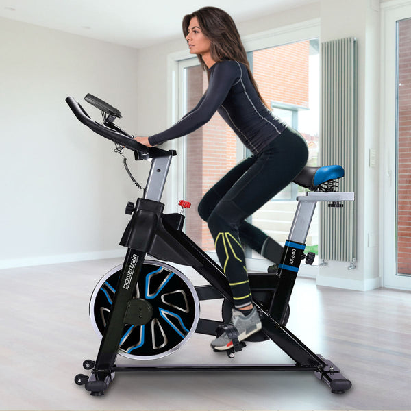 Powertrain Rx 600 Exercise Spin Bike Cardio Cycle Blue Exercise Bikes