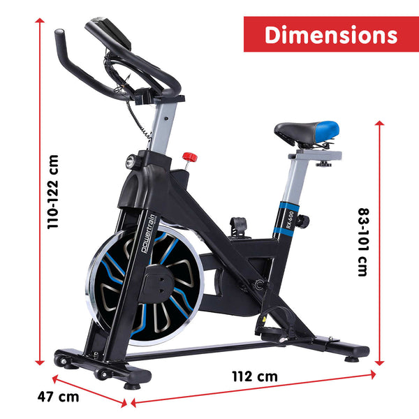 Powertrain Rx 600 Exercise Spin Bike Cardio Cycle Blue Exercise Bikes