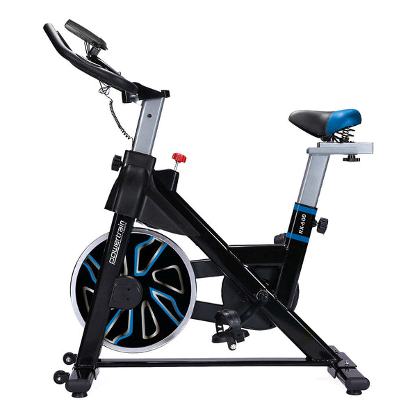 Powertrain Rx 600 Exercise Spin Bike Cardio Cycle Blue Exercise Bikes