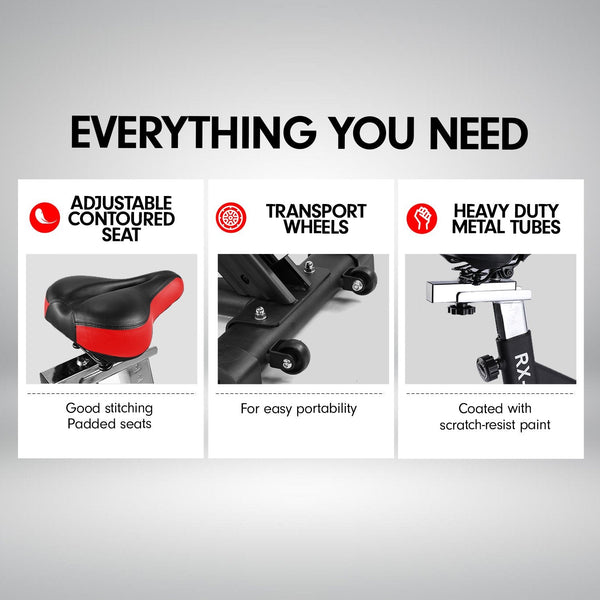 Powertrain Rx 200 Exercise Spin Bike Cardio Cycling Red Exercise Bikes