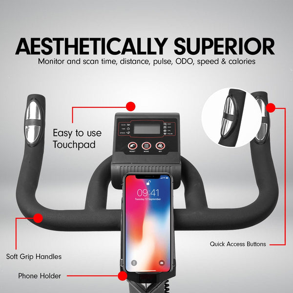 Powertrain Rx 200 Exercise Spin Bike Cardio Cycling Red Exercise Bikes