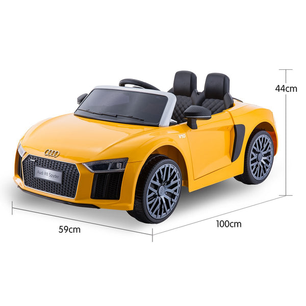 R8 Spyder Audi Licensed Kids Electric Ride On Car Remote Control Yellow Kids Ride On Toys
